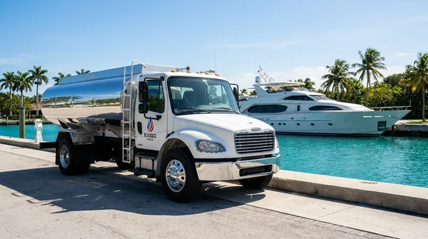 Exigo Fuels delivering marine fuel to a yacht at a South Florida marina Exigo Fuels delivering marine fuel to a yacht at a South Florida marina
