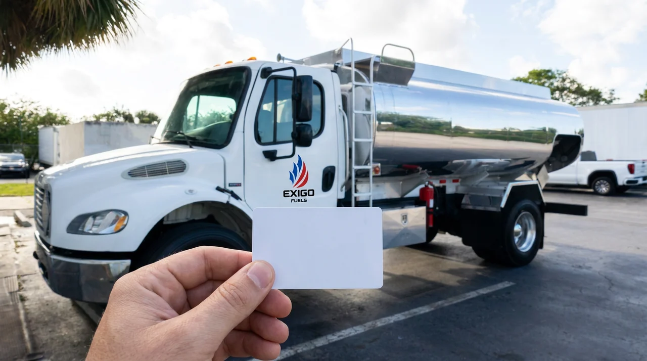 Exigo Fuels fuel card used at a fuel pump Exigo Fuels fuel card used at a fuel pump