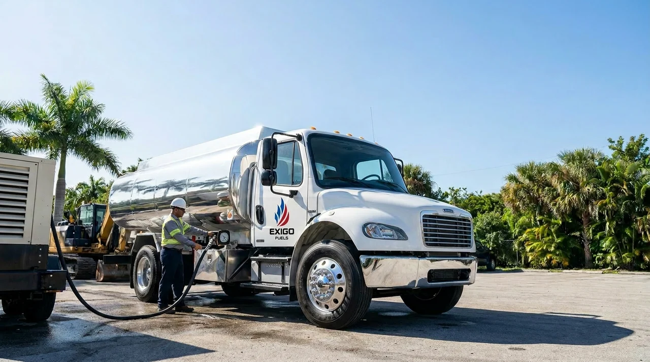 Exigo Fuels bobtail delivering ULSD diesel on-site in South Florida